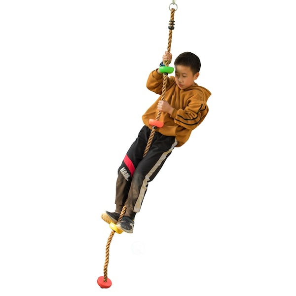 Playberg Colorful Climbing Rope with Platforms Foot Holder For Kids Indoor Outdoor Backyard QI004077.MC - main